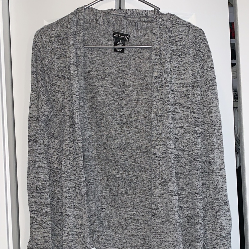 grey cardigan